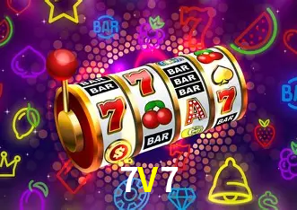 Una escena digital vívida inspirada en casino con 7V7 mostrado prominentemente, luces brillantes, fichas, cartas y acentos dorados.